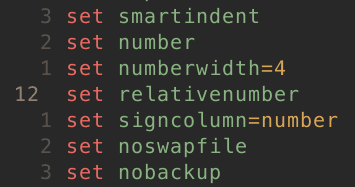Using the relativenumber setting
